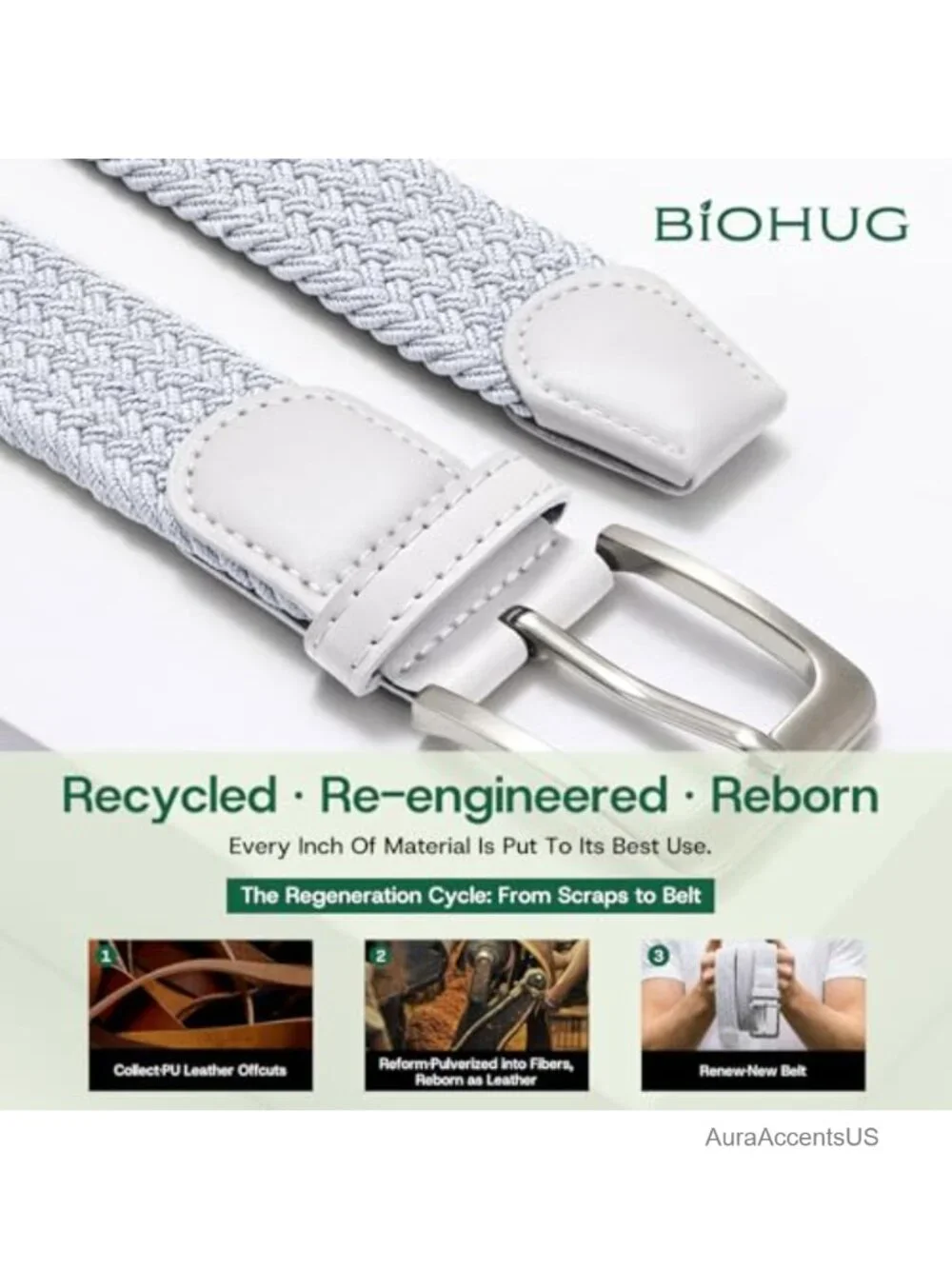 Eco-Friendly Recycled Fabric Stretch Woven Belt for Jeans Golf